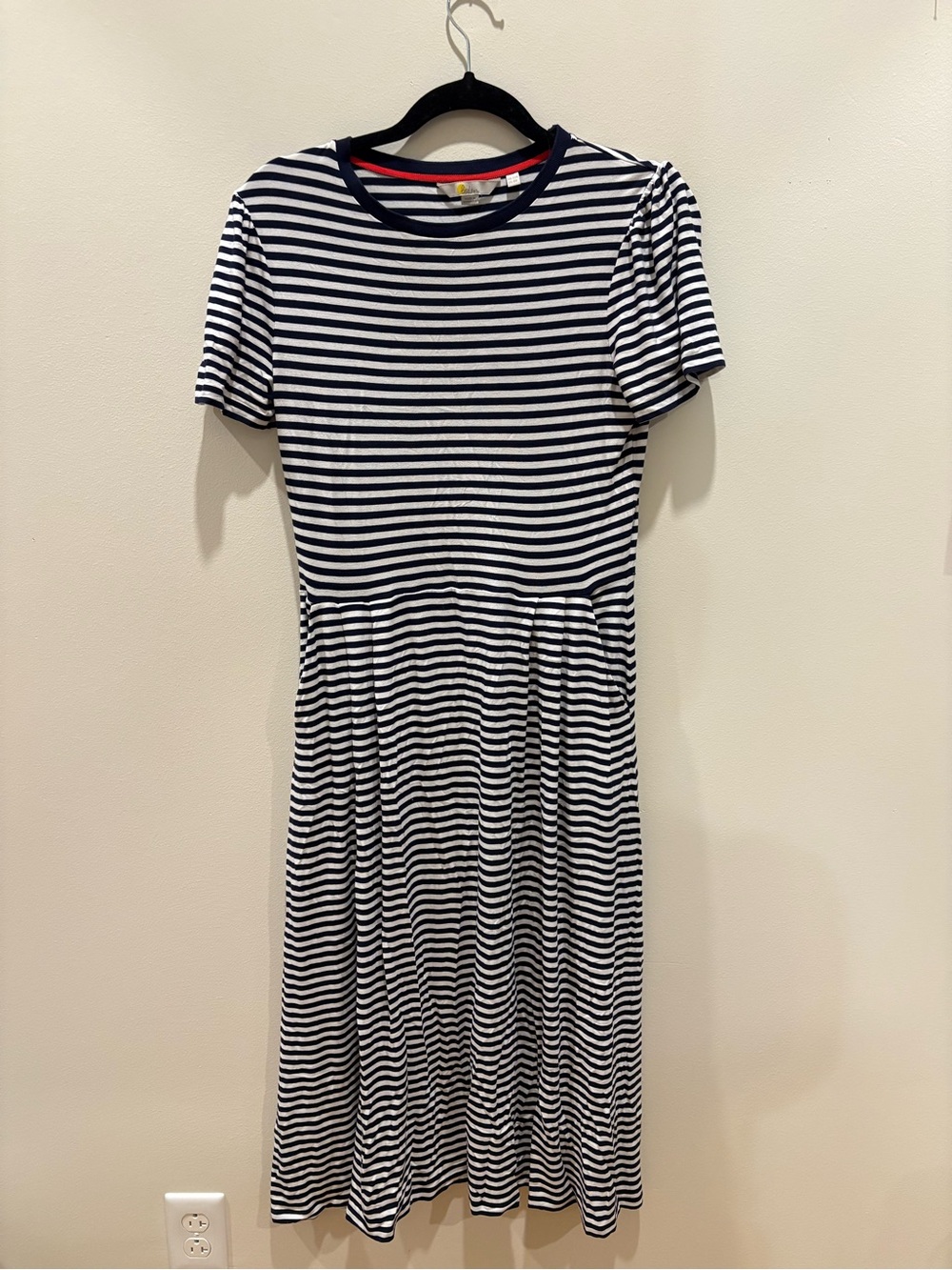 Boden Navy and White Striped Midi Dress